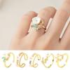 Einzigartiger Goldfarbener Blumenring Exquisites Design Funkelnder Eingelegter Offener Ring Süßer Kristall Zirkonia Ring Urlaubsaccessoires