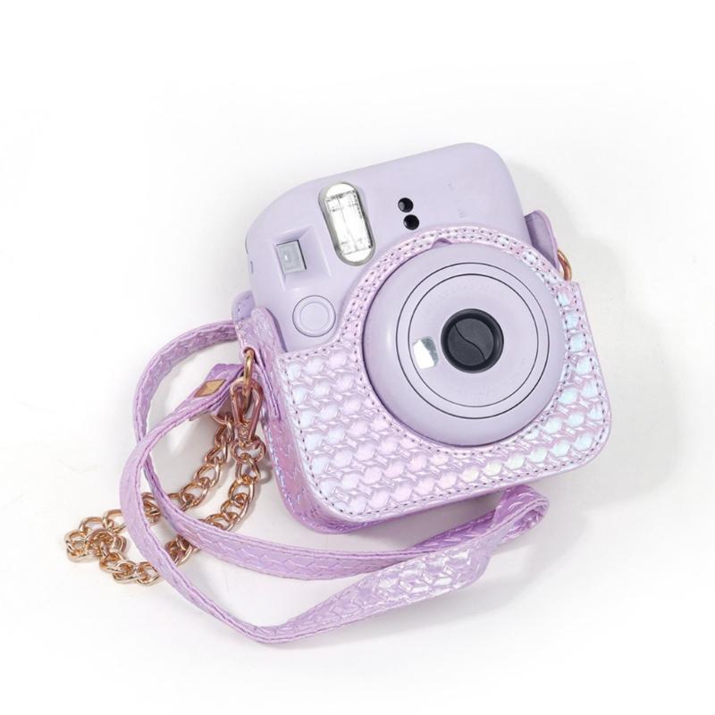 Měkké pouzdro na fotoaparát PU kožený kryt s ramenním popruhem pro instantní fotoaparát Mini12