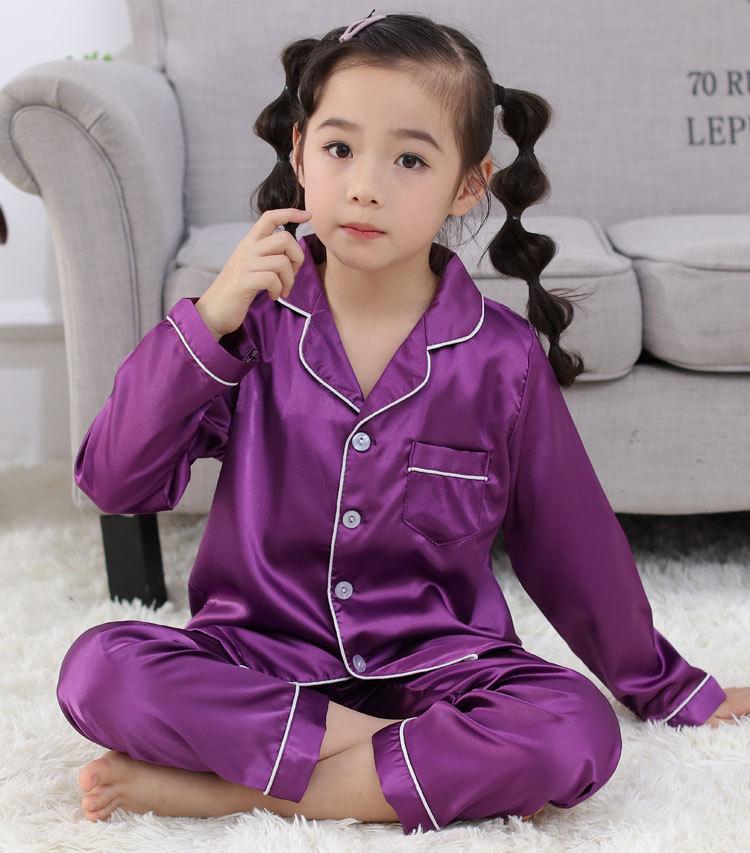 Children's Ice Silk Pajamas Set - Comfortable Summer Sleepwear for Boys and Girls