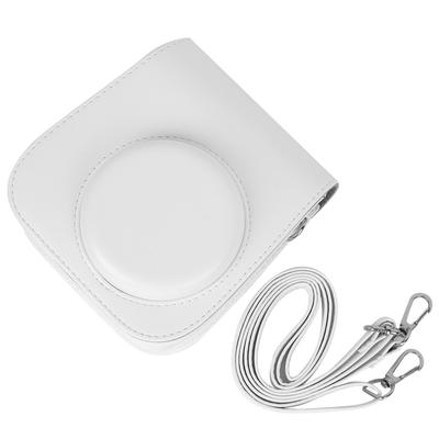 Étui en cuir PU avec bandoulière pour appareil photo Fujifilm Instax Mini 11Blanc