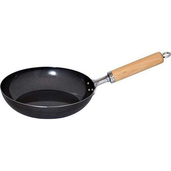 Heiwa Furaze Tsubame Sanjo Black Steel Frying Pan 22cm IH Compatible Gas Wooden Handle Made Japan Selected Materials GR-9747
