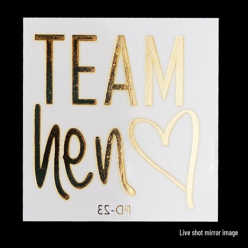 

Команда Невесты Девичник Золотые Фольгированные Тату-наклейки для Лица или Тела 55x55 mm