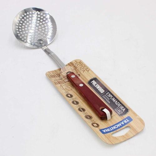 Tramontina Wood Pattern Skinmer Polywood 35cm Perforated Red Dishwasher Safe Durable Natural Wood Made in Brazil 21156/170 TRAMONTINA
