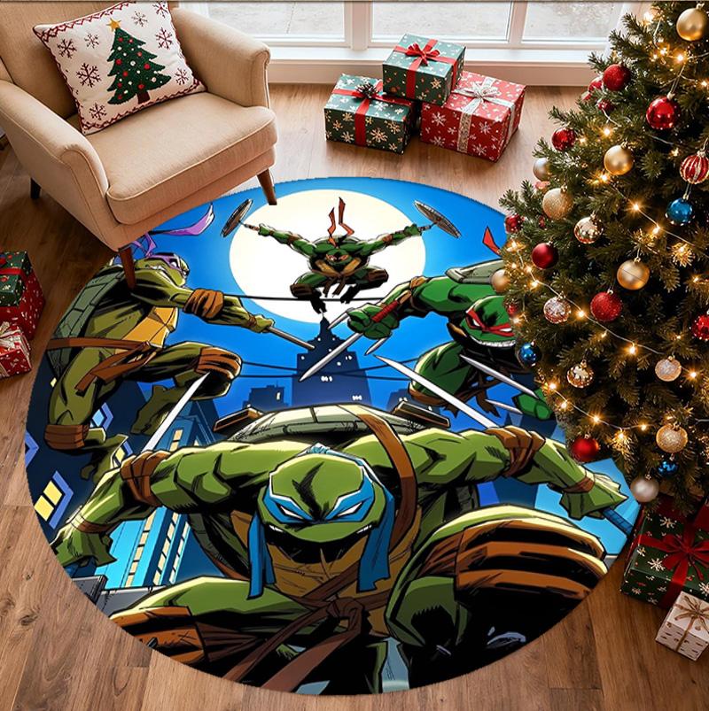 Teenage Mutant Ninja Turtles Pattern Round Rug, Indoor/Outdoor Mat, for Picnic, Gameroom, Bedroom, Office, Living Room, Home Decor Carpet, Birthday Gi