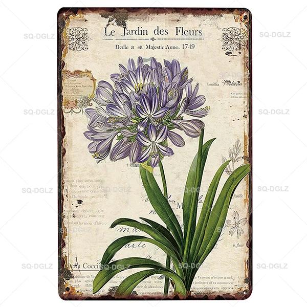 SQDGLZGarden Rules Metal Sign Vintage Metal Plaque Plates Decor For Pub Bar Home Wall Decor Tin Signs Flower Poster Gift