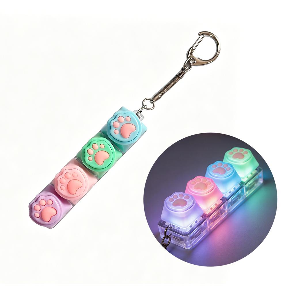 Light Up Keyboard Keychain Crystal Clicker Fidget Toy Stress Relief Sensory Toy Portable Car Desk Decor Gift for Adults Kids