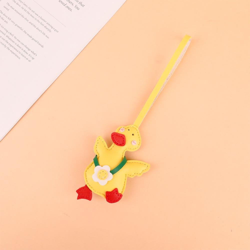 

PU Leather Little Yellow Duck Keychain Bag Pendant - Cute Animal Lanyard Accessories