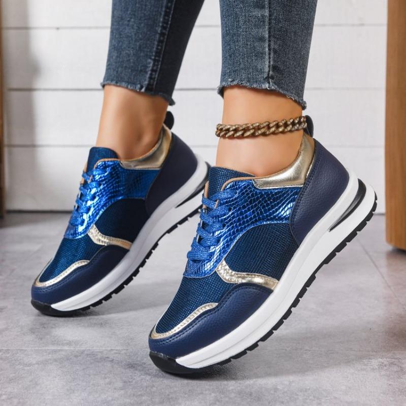 Women's Sport Shoes Low Top Thick Bottom Color Block Casual Sneakers Large Size Home Direct Supply Spring Autumn Wear