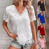 Nuova Moda Donna Top T-shirt Pizzo Pizzo Manica Corta Donna