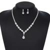 Elegant Rhinestone Zirconia Waterdruppel Ketting & Oorbellen Set voor Dames