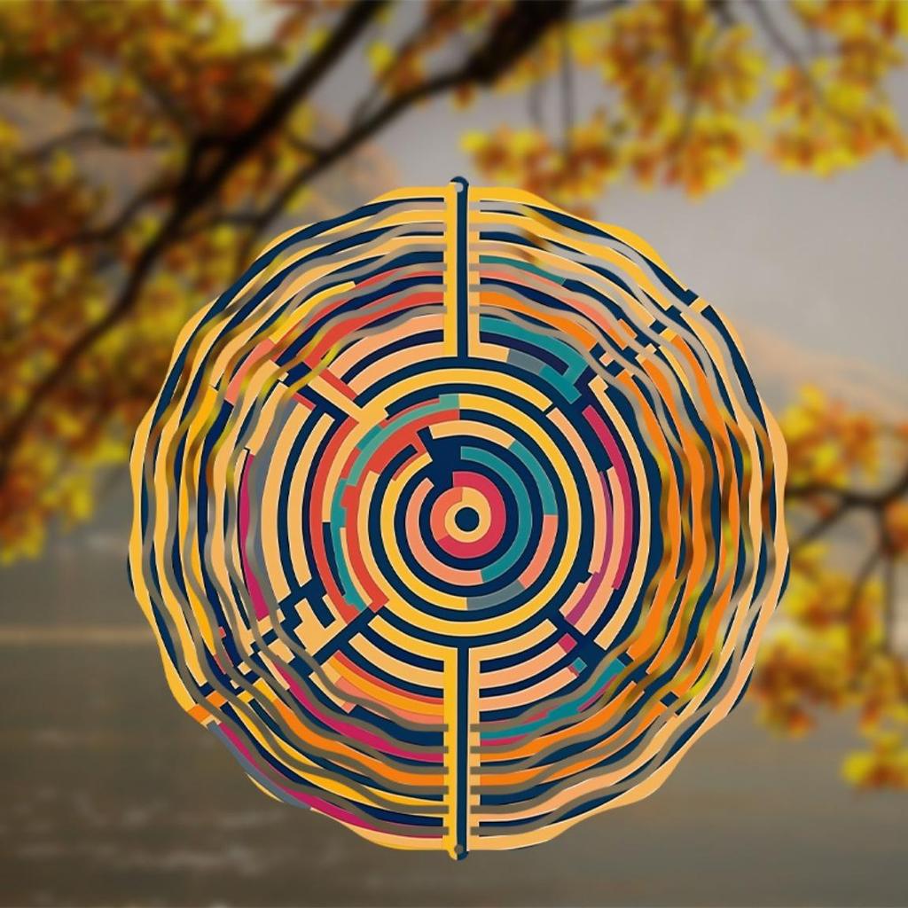 10 Zoll Hängender Windspinner Metallkunst Windspiel mit Labyrinth-Design 360° Drehend für Outdoor Garten Balkondekoration Geschenk für Freunde Familie für alle Jahreszeiten