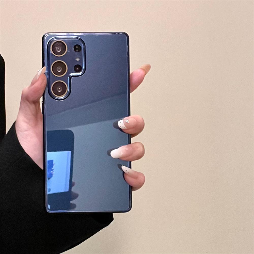 Minimalist Glossy Electroplated Icy Glass Mobile Phone Case for SamSung Galaxy S26 Ultra S25 S24 Full Camera Lens Protect Cover