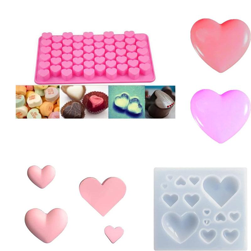 Geometric Heart Silicone Mold Chocolate Cake Mold Dessert Baking Mold for Valentine’s Day DIY Fondant Candy Ice Cube Tray Tools