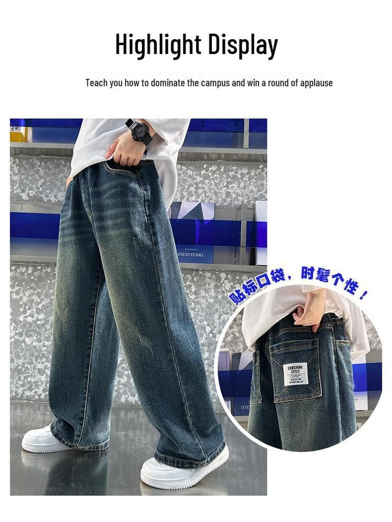 Boys' Spring and Autumn Jeans - 2025 New Stylish Straight-Leg Casual Pants