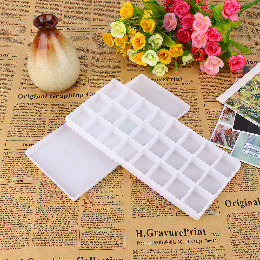 24 Compartments Plastic Paint  , Watercolor Mixing Tray for Students and Artists, Convenient Painting Accessory with 20 Pigment Grids