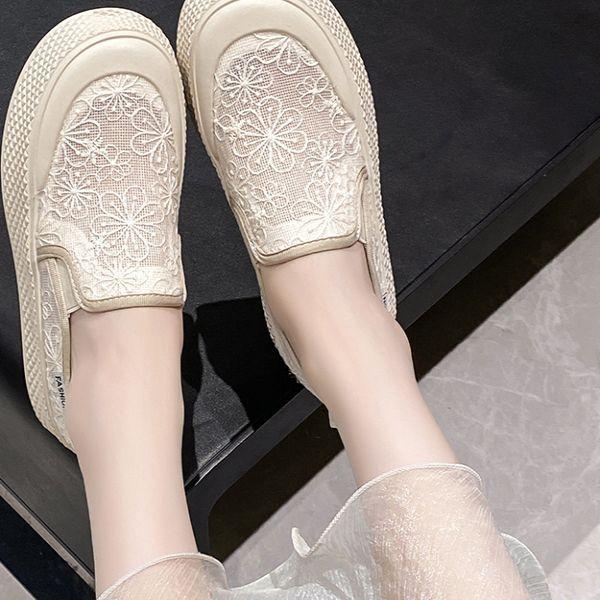 Mesh Little White Shoes Women's 2025 New Summer Woven Thick-soled Original Niche Versatile One-pedal Casual Sports Shoes