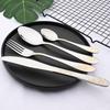 Vintage Western 32Pcs Silver Gold Flatware Cutlery Dining Set Luxury Knife Fork Teaspoon Set Engraving Dinnerware Set for Wedding