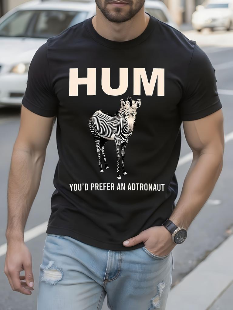Funny Astronaut Graphic - "Hum You'd Prefer an Astronaut" Black Tee with Bold White Text T-shirt