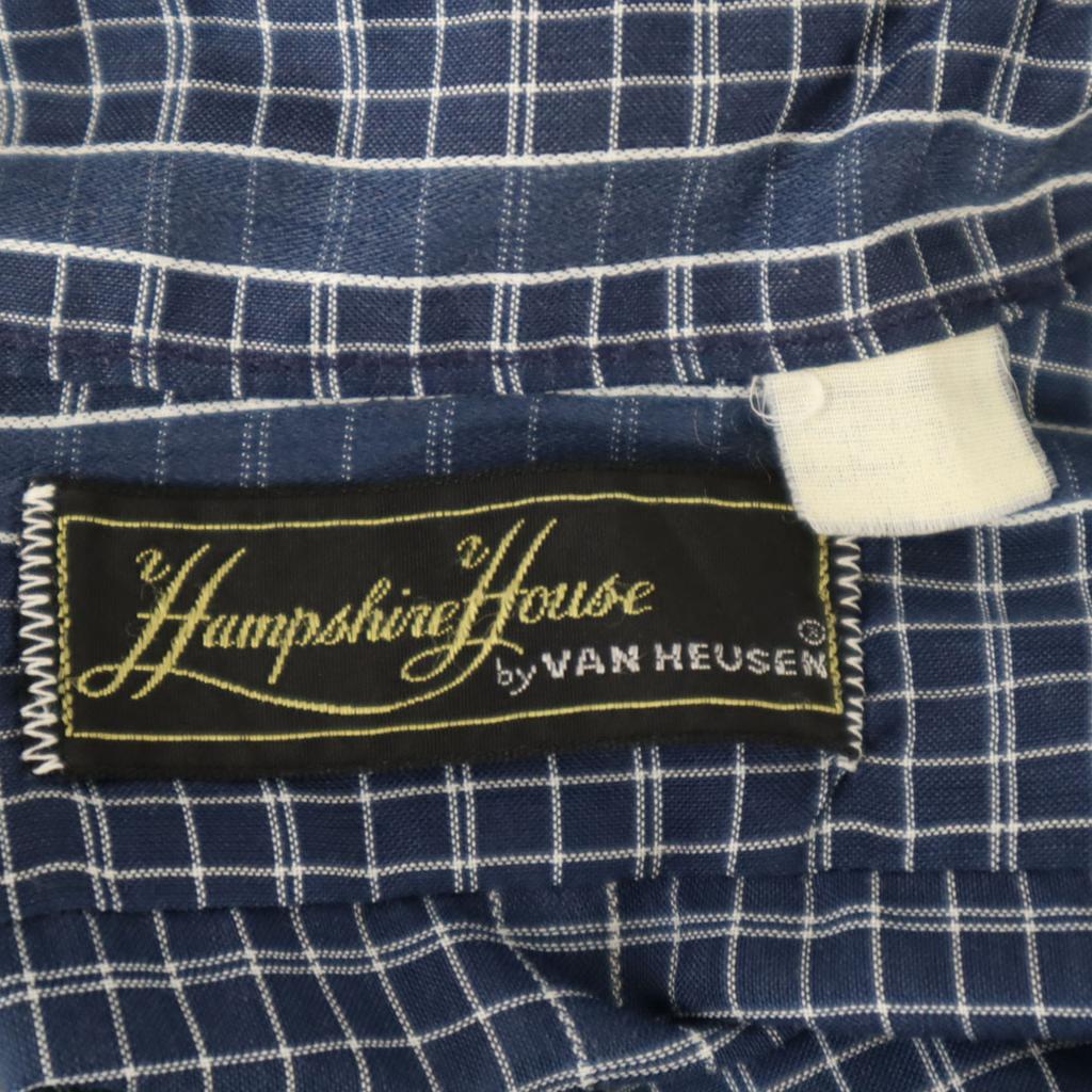 VAN HEUSEN 70s 80s Vintage Collar Stuffers Check Pattern Long sleeve shirt Men's Used