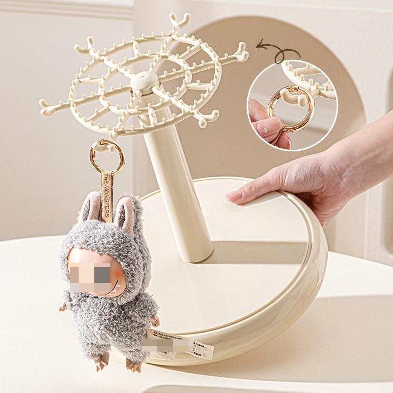 1pc Rotating Display Case Transparent Stackable Dustproof 360 Rotating Plush Toy Display Box for Labubu Collector Showcase Decor