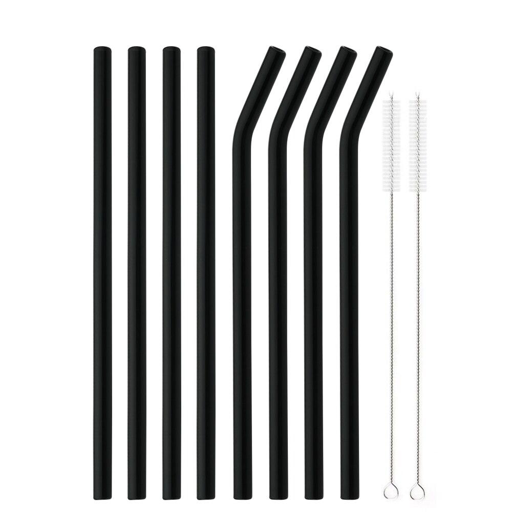 Healthy Eco Friendly Drinking Bent Glass Straws 200mmx8mm Reusable Glass Straws Set Multicolor for Cocktail Smoothie Milkshake