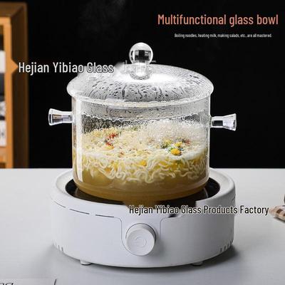 Casserole en verre borosilicate haute résistance à la température et de grande capacité pour la cuisson à la vapeur, la cuisson et les salades