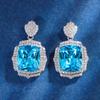 Jewelry Copper Bottom Gold-Plated Simulation Aquamarine Light Luxury Set Pendant 1 Ring 4 * 16 Earrings 12 * 14