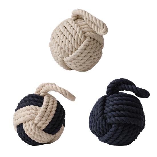 Weighted Door Stopper Heavy Sand Filled Door Stop with Handle Home Office Indoor Decorative Handmade Cotton Rope Ball Floor Doorstop