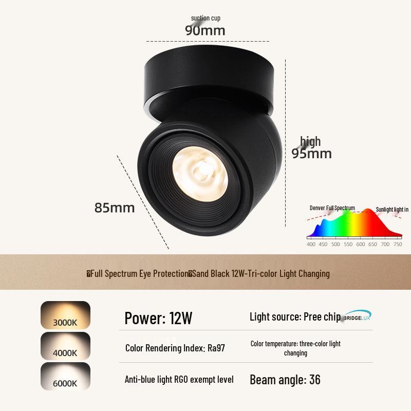 Adjustable Rotatable Surface-Mounted Downlight for Living Room, Aisle, Entrance, Bedroom - No Main Light Required