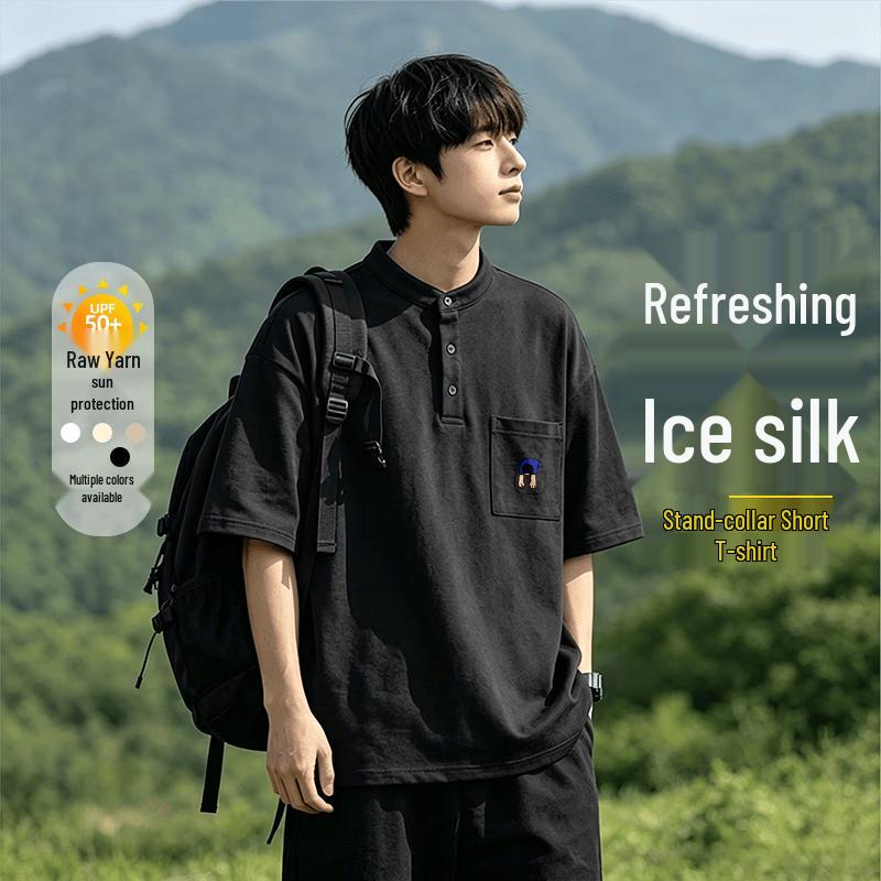 XueZhongFei Men s UPF50+ Ice Silk Cooling Short Sleeve T-Shirt L