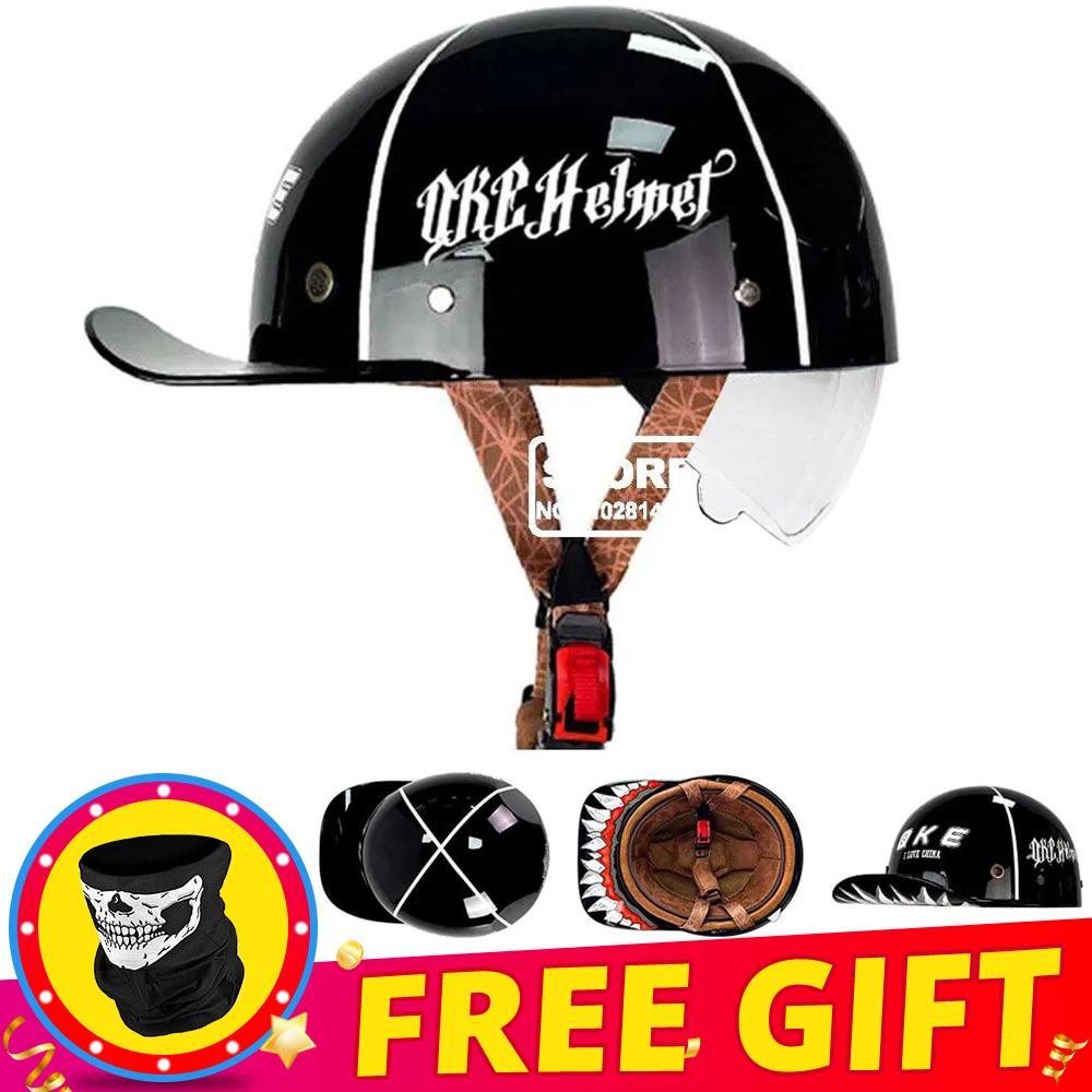 Retro Motorcycle Helmet DOT Certification Protection Cap Vintage Men Women Baseball Cap Half Helmet Riding Racing Moto Helmets