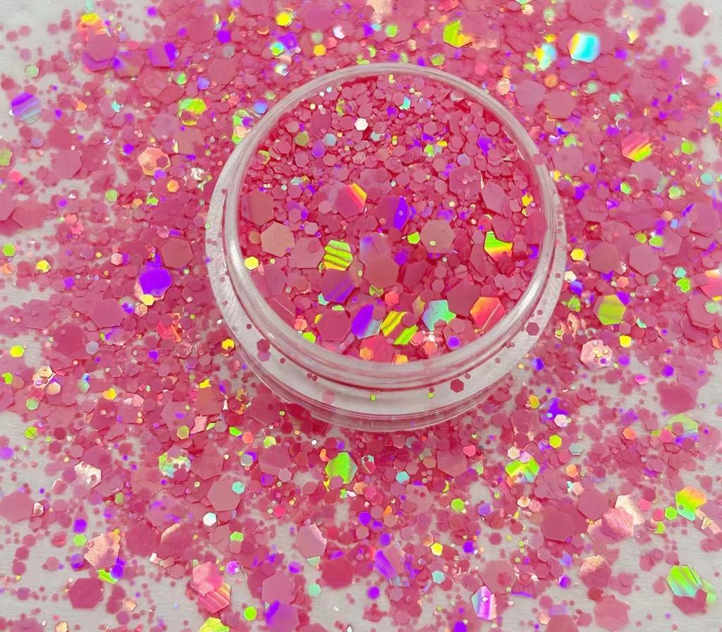 Hot Selling High Sparkle Holographic Epoxy Resin Chunky Glitter for Crafts Nail Face Body