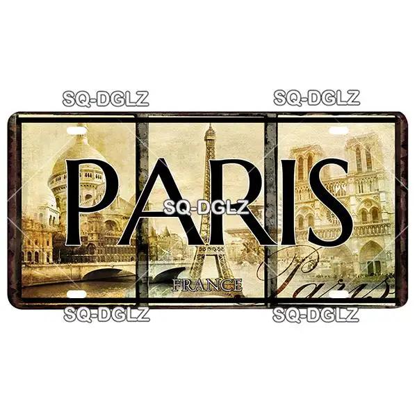Europe City Plate Metal Sign - Vintage Tin Wall Decor for Bar