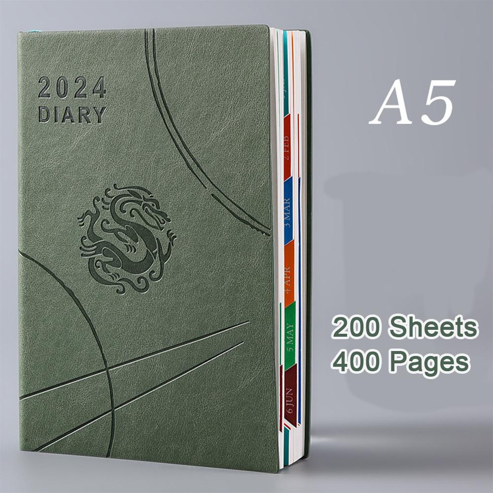 (Logo Can Be Engraved) A5 Leather Business Schedule, 365-day Daily Planner, Study Plan, Time Management Manual, Ledger, Notepad