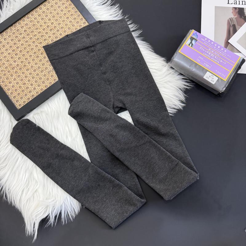 Women's High-Waisted Fleece-Lined Vertical Stripe Cotton Tights for Autumn/Winter - Thick, Foot-Covering Base Layer Pants