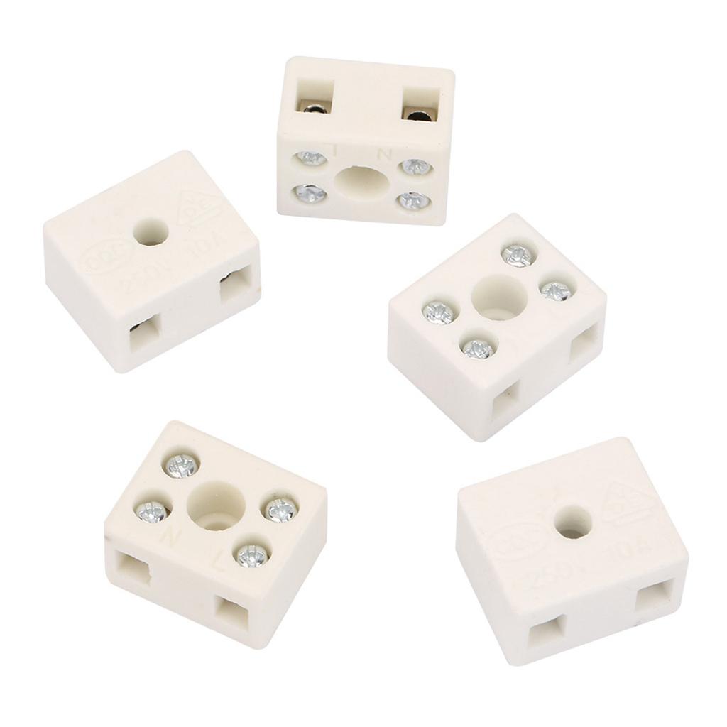 5Pcs High Quality Wire Connector 2 Position 5 Hole Ceramic Wiring Terminal Block