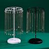 Rotating Jewelry Display Stand: 23-Hook Wrought Iron Rack for Necklaces and Bracelets, Detachable Board for Market Stall.