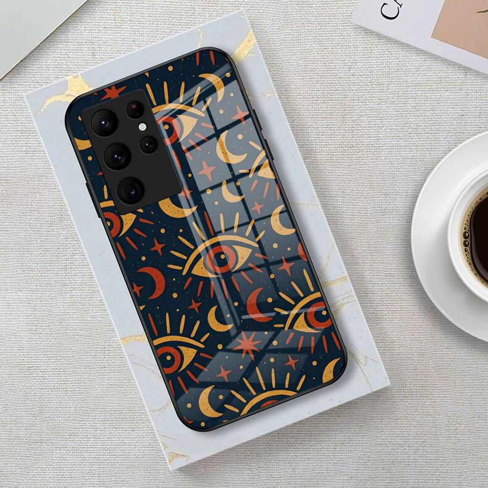 Abstract Eye Shapes Phone Case For Samsung S26 S25 Edge Ultra 23 22 21 20 Ultra Plus S24 Fe Glass Cover