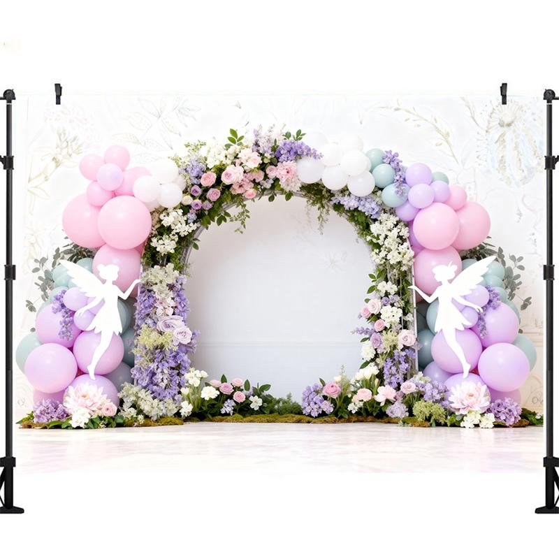 LS Fairy Tale Fairy Photography Backdrop Spring Floral Arch Baby Shower Cake Smash Kids Portrait Photo Background Studio Cotton-150x100cm
