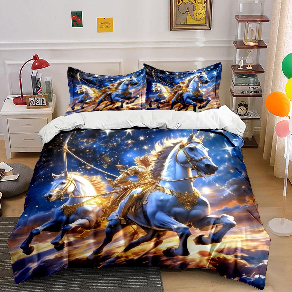 Fantasy Horse Riding Art Set Soft Comfortable Duvet Cover Bedding Set Included 1*Duvet Cover & 2*Pillowcases, Gift