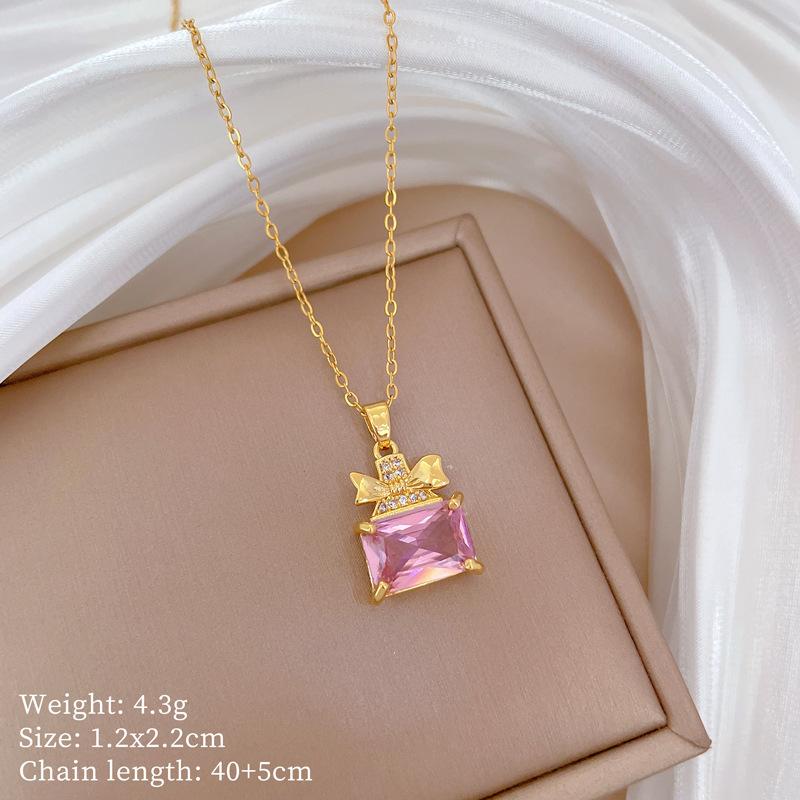 Copper Micro-Inlaid Necklace Women'S Copper Micro-Inlaid Real Gold Electroplating Simple And Exquisite Collarbone Chain Neck Chain