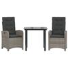 VidaXL 3-Piece Garden Dining Set with Cushions, Table and Chairs with Adjustable Backrest, Outdoor Patio Furniture 3212360
