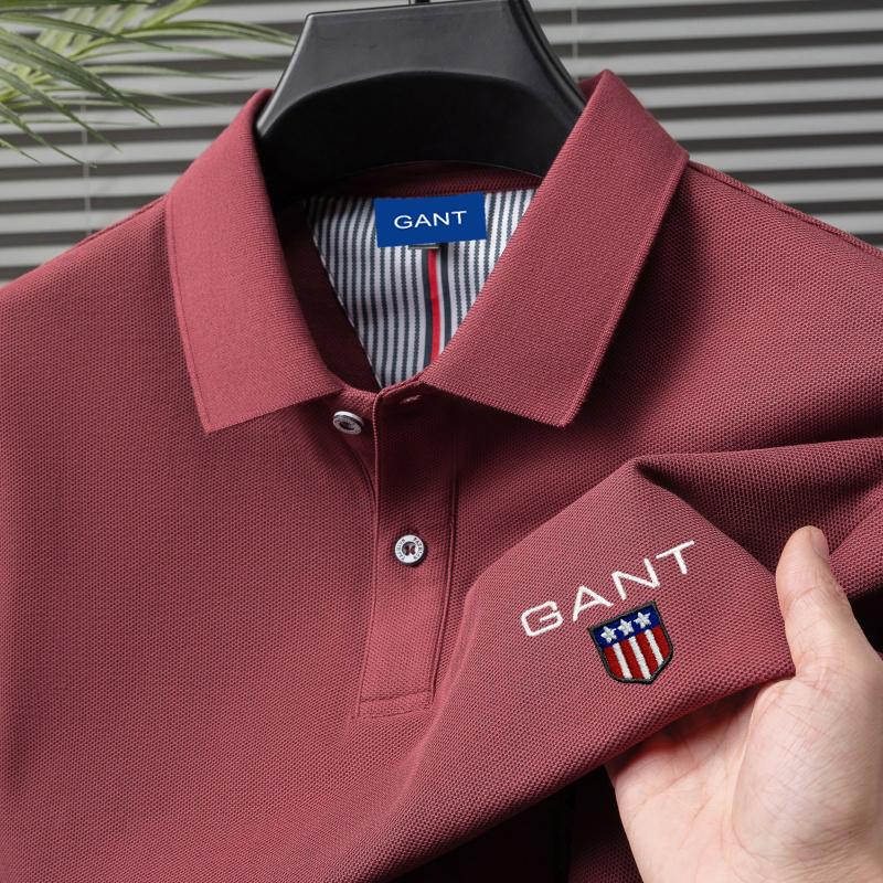 Gant Sommer Herre Ny Broderi Ensfarget Ren Bomull Løs Business Casual Poloskjorte