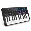 MIDI Keyboard 25 Velocity Dual Portable and 8 RGB Backlit Drum 8 Custom Pitch Chord Scale Compatible with and Various DAWs 25 SMK-25 Controller, Keys,