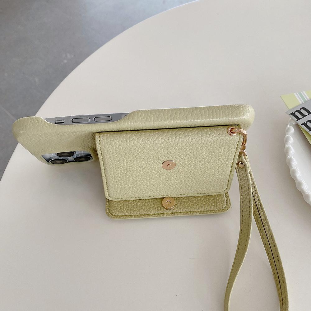 For iPhone 14 Pro Case Mirror Design PU Leather Back Cover with Card Slots,Wrist Strap