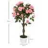 Set of 2 Artificial Plants Pink Rose Floral In Pot, Fake Plants for Home Indoor Decor, 90cm