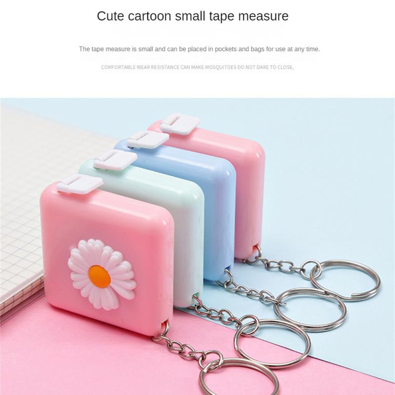 Cartoon Tape Measure 0-150cm 0-60 Inch Mini Portable Cute Animal Shape Key Ring Automatic Tape Measure Panda Frog Piggy Tiger