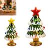 Decorative Xmas Tree with Star Handmade Glass Mini Christmas Figurine, Blown Tabletop Ornament Festive Holiday Decoration Topper, Desktop Decor