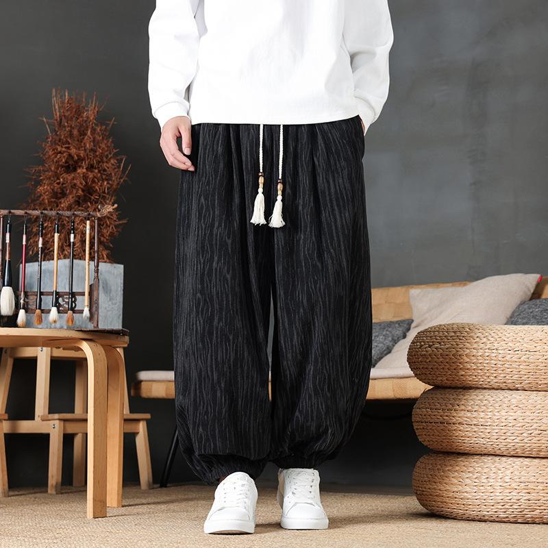 

Autumn and Winter New Chinese Style Men s Trendy Corduroy Trousers Large Size Loose Casual Bloomers M чорний