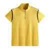 T-shirt estiva da donna slim con mezza zip e maniche corte
